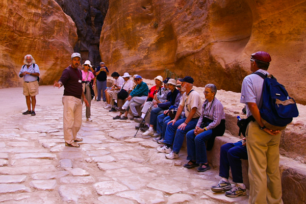 Elderhostel group in the siq