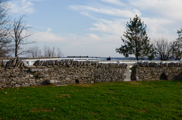 Dry-stacked stone wall